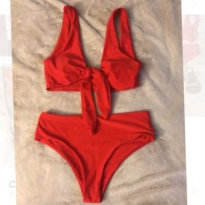 Red front tie bathing suit 👙♥️